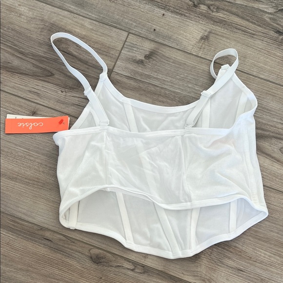 Colsie White Ribbed Bustier Top - Picture 2 of 3